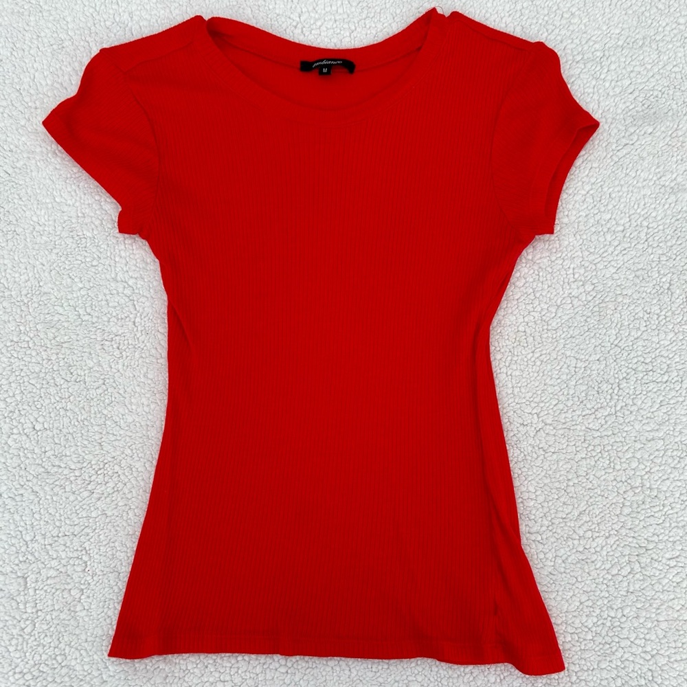 Ambiance Tee Shirt Ribbed Short Sleeve Sz. Medium Soft Stretch
